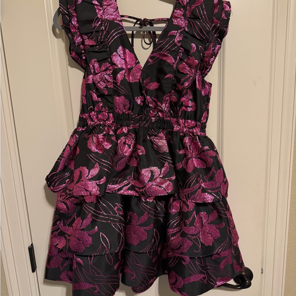 Buddy Love Black and Pink Floral Kids Dress